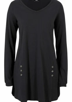 bonprix Shirts & Tops^Longshirt aus reiner Baumwolle schwarz