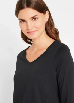 bonprix Shirts & Tops^Longshirt aus reiner Baumwolle schwarz