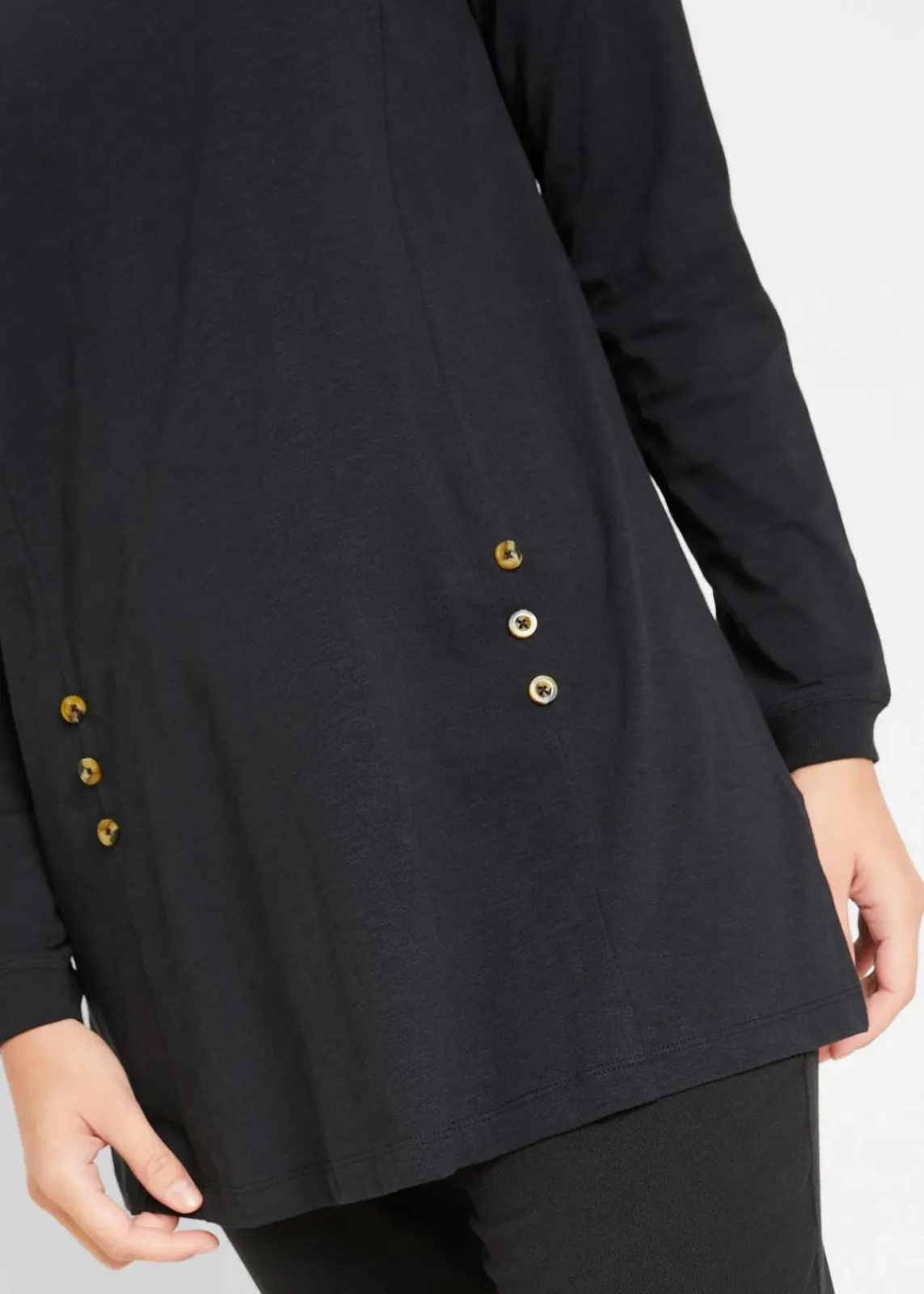 bonprix Shirts & Tops^Longshirt aus reiner Baumwolle schwarz