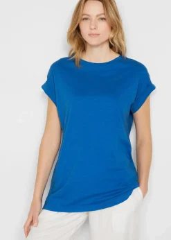bonprix Shirts & Tops|Basics^Longshirt aus reiner Bio-Baumwolle (2er Pack) blau + weiß