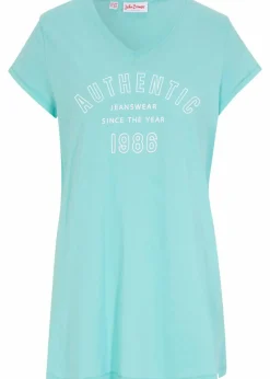 bonprix Shirts & Tops|Nachhaltigere Materialien^Longshirt aus reiner Bio-Baumwolle pazifikgrün bedruckt
