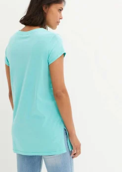 bonprix Shirts & Tops|Nachhaltigere Materialien^Longshirt aus reiner Bio-Baumwolle pazifikgrün bedruckt