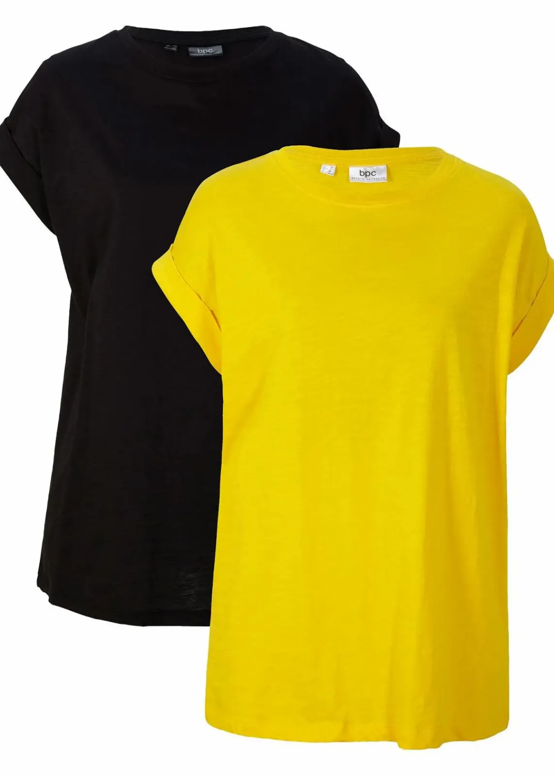 bonprix Shirts & Tops|Basics^Longshirt aus reiner Bio-Baumwolle (2er Pack) narzissengelb / schwarz