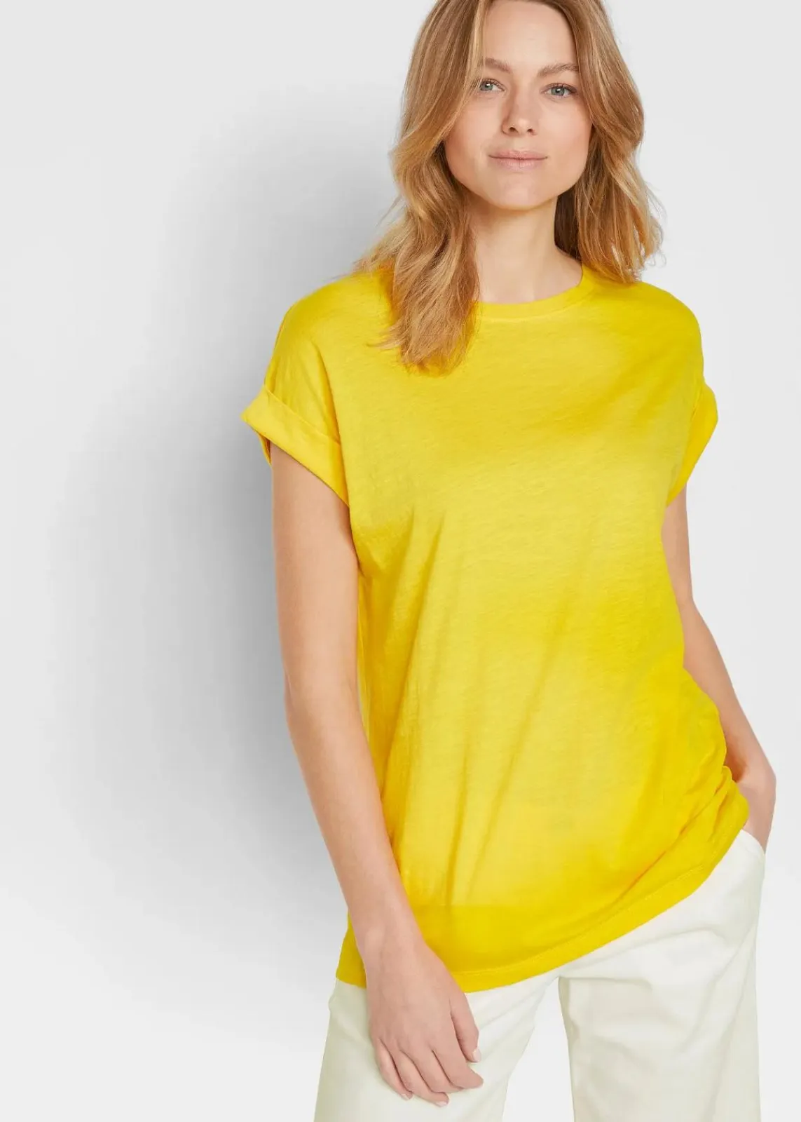 bonprix Shirts & Tops|Basics^Longshirt aus reiner Bio-Baumwolle (2er Pack) narzissengelb / schwarz