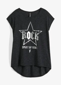 bonprix Shirts & Tops^Longshirt aus softem Viskose-Mix schwarz bedruckt