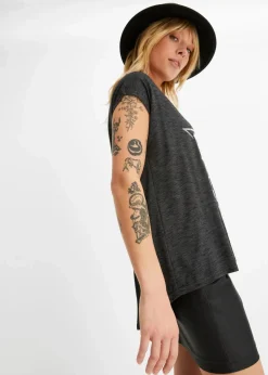 bonprix Shirts & Tops^Longshirt aus softem Viskose-Mix schwarz bedruckt