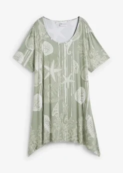 bonprix Shirts & Tops^Longshirt aus softem Viskose-Mix seegras/weiß bedruckt