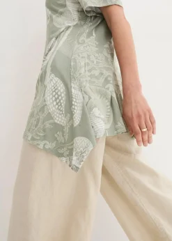 bonprix Shirts & Tops^Longshirt aus softem Viskose-Mix seegras/weiß bedruckt