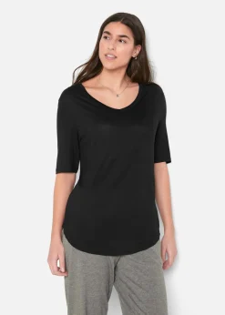 bonprix Nachhaltigere Materialien|Shirts & Tops^Longshirt aus softer Viskose, 2er-Pack schwarz+weiß