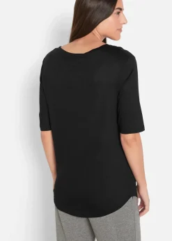 bonprix Nachhaltigere Materialien|Shirts & Tops^Longshirt aus softer Viskose, 2er-Pack schwarz+weiß