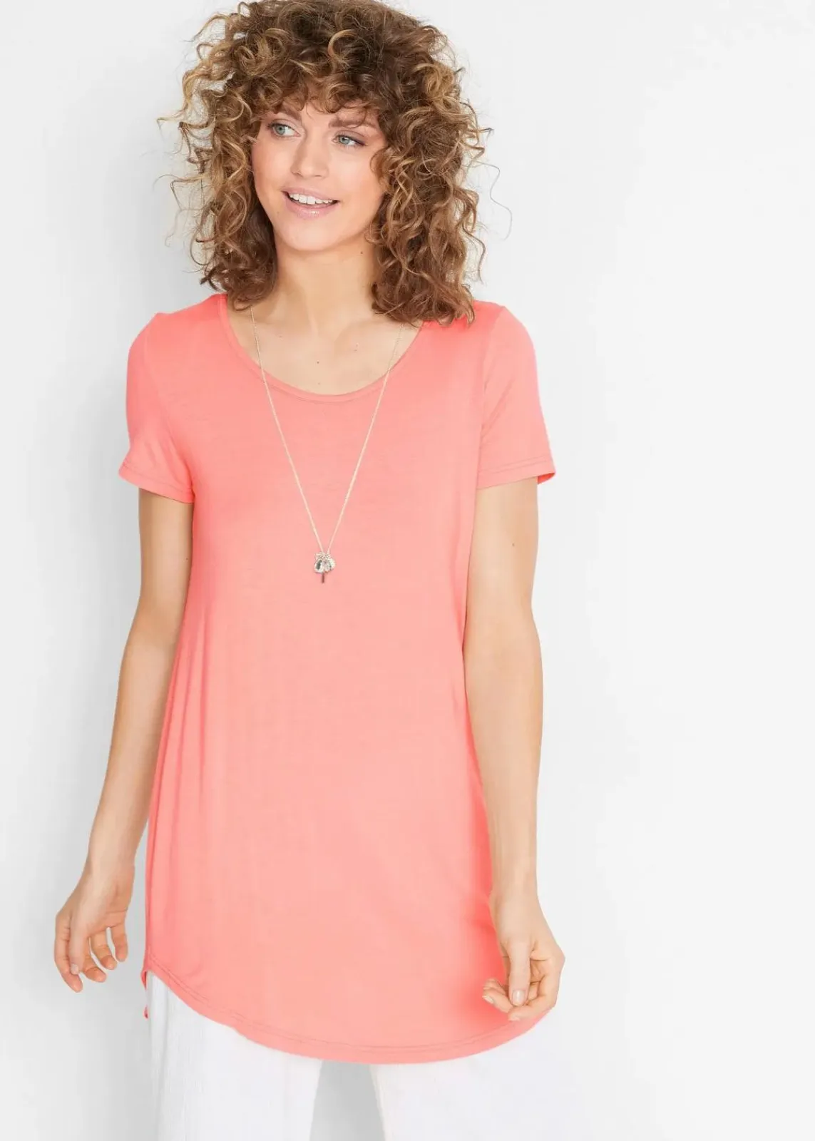 bonprix Shirts & Tops|Basics^Longshirt aus softer Viskose hellkoralle