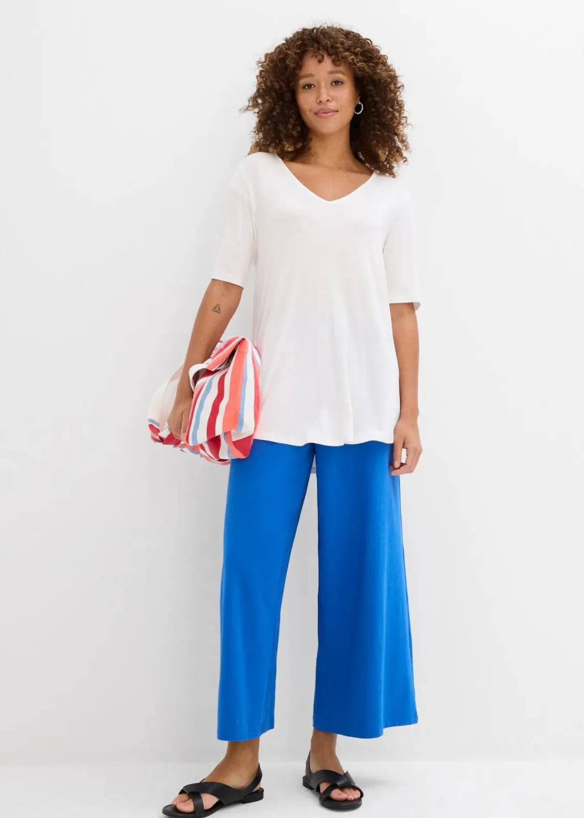 bonprix Nachhaltigere Materialien|Shirts & Tops^Longshirt aus softer Viskose wollweiß