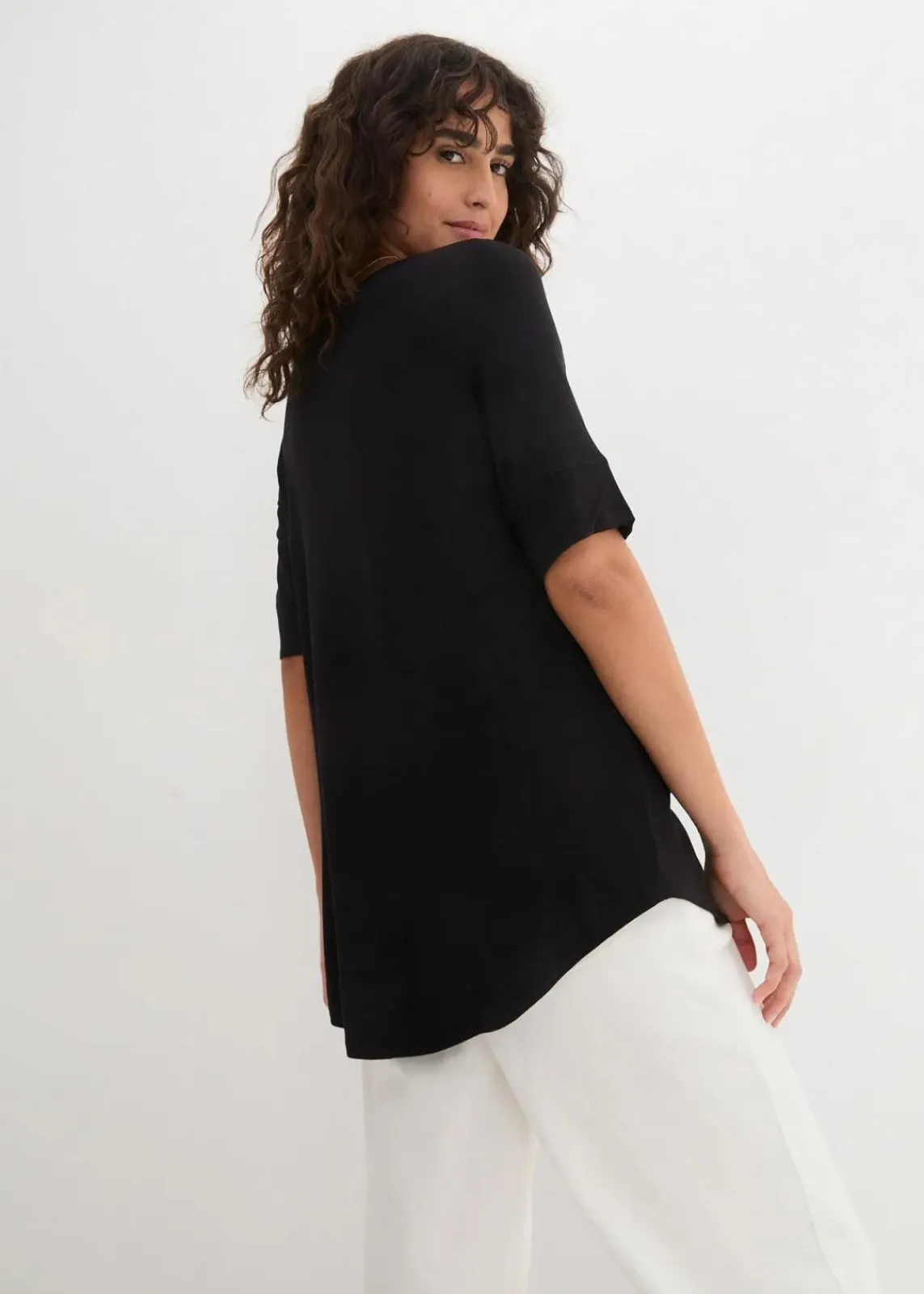 bonprix Bekleidung·Röcke|Nachhaltigere Materialien^Long-Shirt aus softer Viskose schwarz
