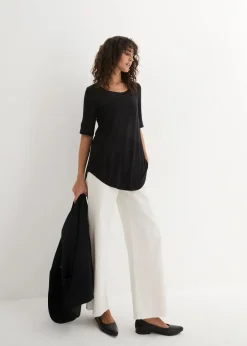 bonprix Bekleidung·Röcke|Nachhaltigere Materialien^Long-Shirt aus softer Viskose schwarz
