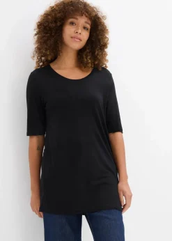 bonprix Shirts & Tops|Basics^Longshirt aus softer Viskose schwarz
