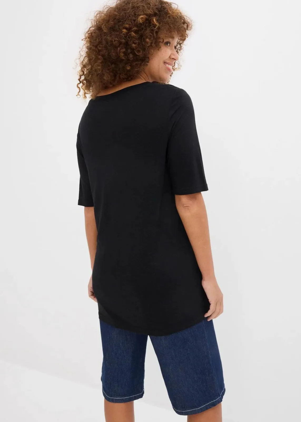 bonprix Shirts & Tops|Basics^Longshirt aus softer Viskose schwarz