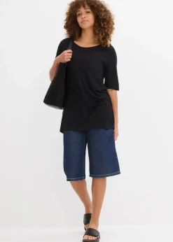 bonprix Shirts & Tops|Basics^Longshirt aus softer Viskose schwarz