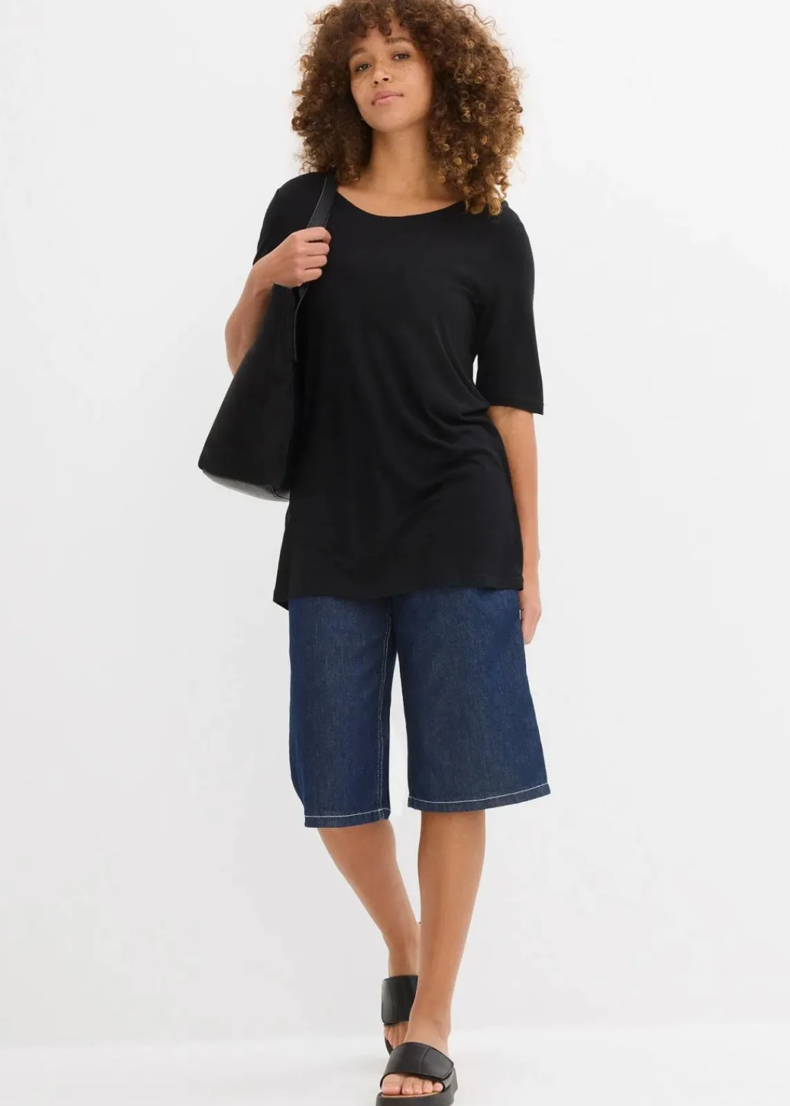 bonprix Shirts & Tops|Basics^Longshirt aus softer Viskose schwarz