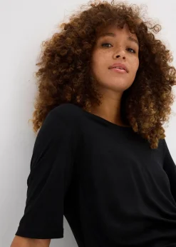 bonprix Shirts & Tops|Basics^Longshirt aus softer Viskose schwarz