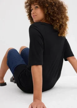 bonprix Shirts & Tops|Basics^Longshirt aus softer Viskose schwarz