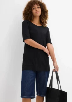bonprix Shirts & Tops|Basics^Longshirt aus softer Viskose schwarz