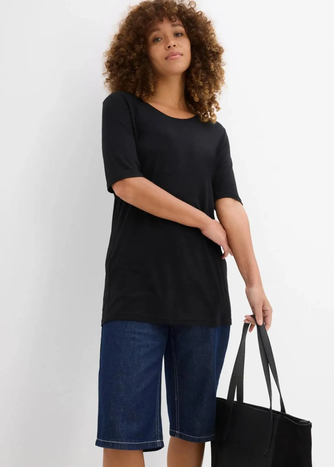 bonprix Shirts & Tops|Basics^Longshirt aus softer Viskose schwarz