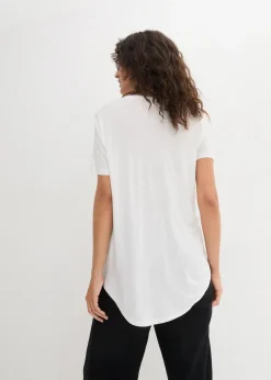bonprix Nachhaltigere Materialien|Shirts & Tops^Longshirt aus softer Viskose weiß