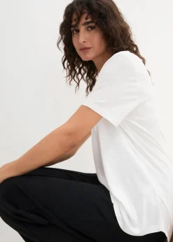 bonprix Nachhaltigere Materialien|Shirts & Tops^Longshirt aus softer Viskose weiß