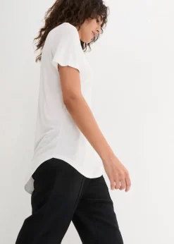 bonprix Nachhaltigere Materialien|Shirts & Tops^Longshirt aus softer Viskose weiß