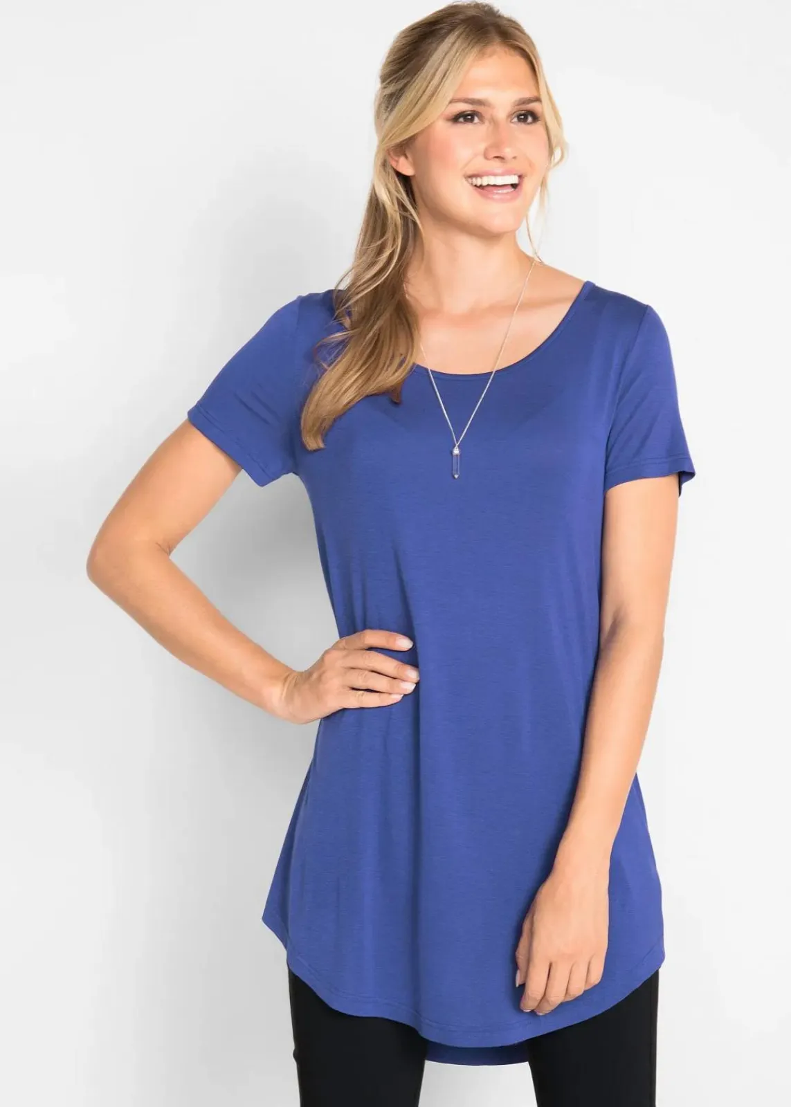 bonprix Shirts & Tops|Basics^Longshirt aus softer Viskose saphirblau