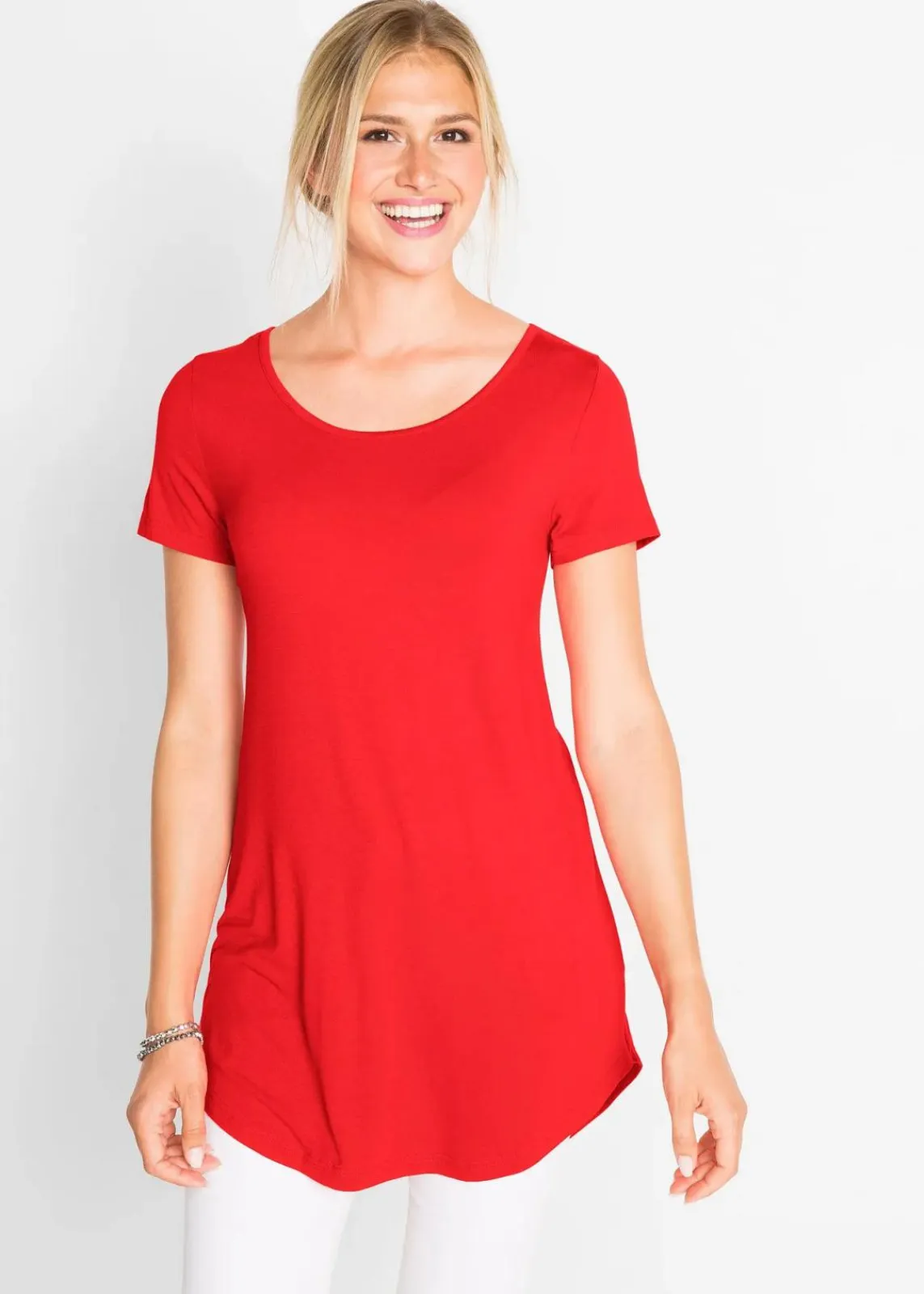 bonprix Shirts & Tops|Basics^Longshirt aus softer Viskose erdbeere