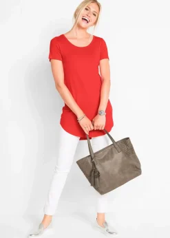 bonprix Shirts & Tops|Basics^Longshirt aus softer Viskose erdbeere