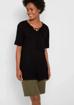 bonprix Nachhaltigere Materialien|Shirts & Tops^Longshirt aus Viskose-Mix schwarz