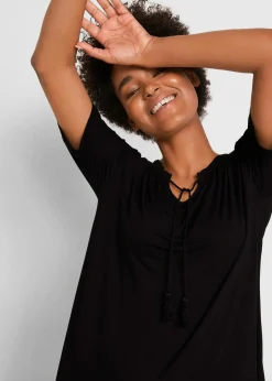 bonprix Nachhaltigere Materialien|Shirts & Tops^Longshirt aus Viskose-Mix schwarz