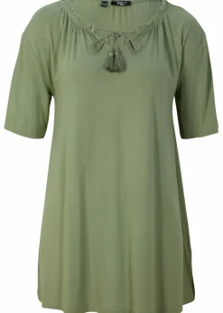bonprix Shirts & Tops|Nachhaltigere Materialien^Longshirt aus Viskose-Mix piniengrün