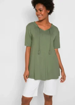 bonprix Shirts & Tops|Nachhaltigere Materialien^Longshirt aus Viskose-Mix piniengrün