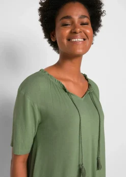 bonprix Shirts & Tops|Nachhaltigere Materialien^Longshirt aus Viskose-Mix piniengrün