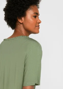 bonprix Shirts & Tops|Nachhaltigere Materialien^Longshirt aus Viskose-Mix piniengrün