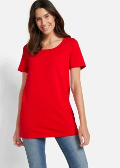 bonprix Shirts & Tops|Basics^Long-Shirt, 2er-Pack erdbeere / weiß