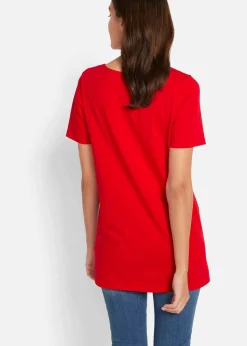 bonprix Shirts & Tops|Basics^Long-Shirt, 2er-Pack erdbeere / weiß