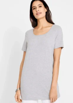 bonprix Shirts & Tops|Basics^Long-Shirt, 2er-Pack schwarz/hellgrau meliert