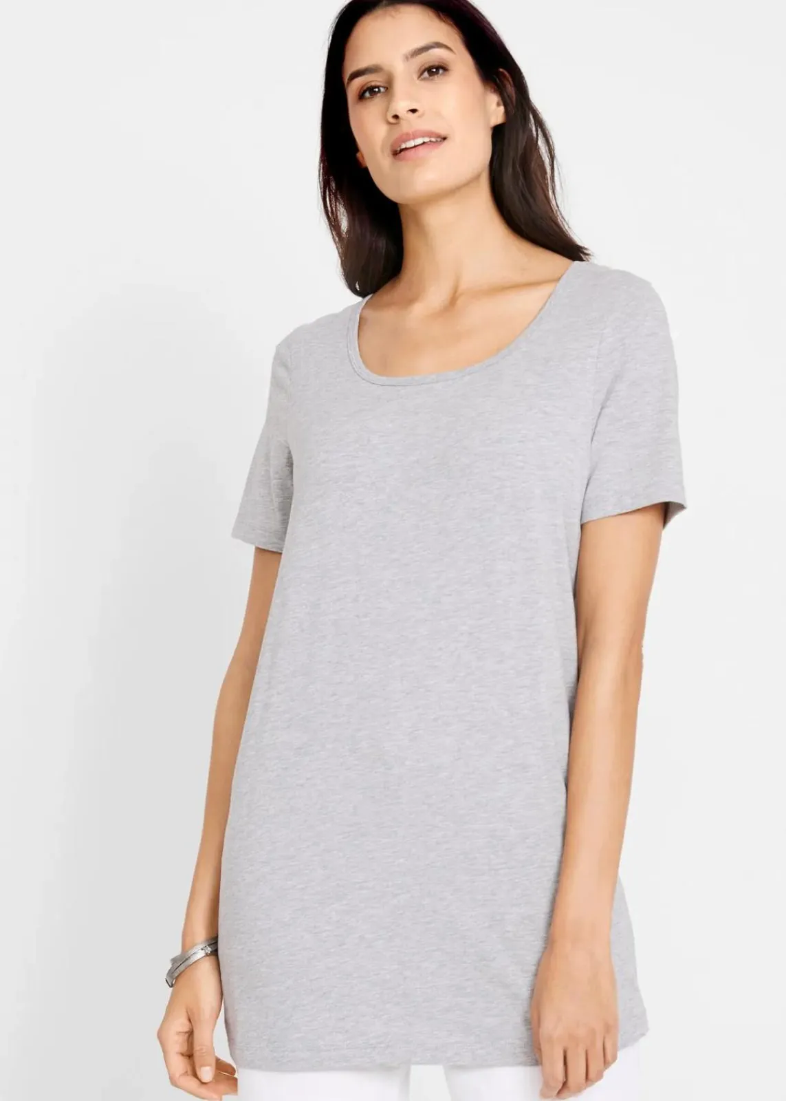 bonprix Shirts & Tops|Basics^Long-Shirt, 2er-Pack schwarz/hellgrau meliert