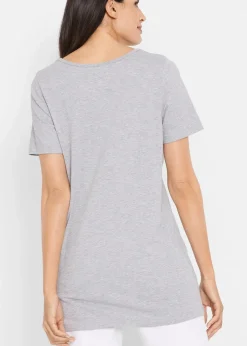 bonprix Shirts & Tops|Basics^Long-Shirt, 2er-Pack schwarz/hellgrau meliert