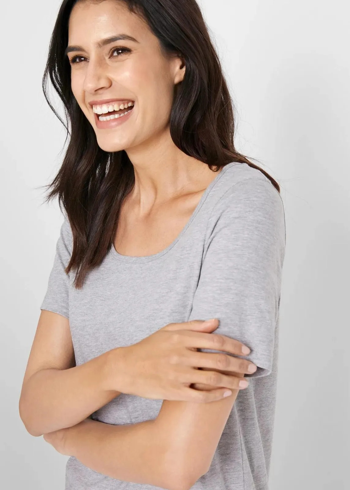 bonprix Shirts & Tops|Basics^Long-Shirt, 2er-Pack schwarz/hellgrau meliert