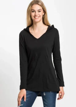 bonprix Shirts & Tops^Longshirt mit Kapuze schwarz