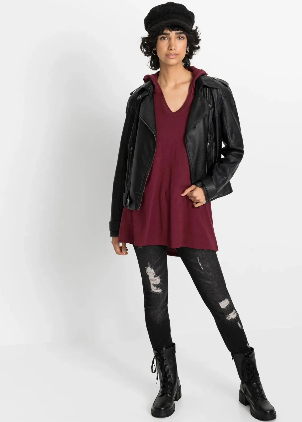bonprix Shirts & Tops^Longshirt mit Kapuze ahornrot
