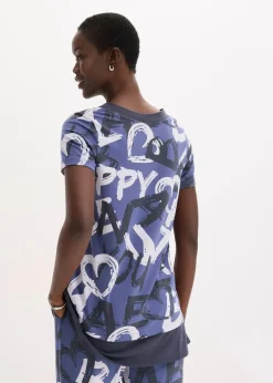 bonprix Shirts & Tops^Long-Shirt mit Kurzarm indigo/nachtblau/naturbeige bedruckt