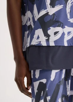 bonprix Shirts & Tops^Long-Shirt mit Kurzarm indigo/nachtblau/naturbeige bedruckt