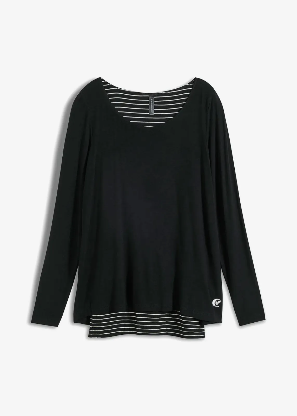 bonprix Nachhaltigere Materialien|Shirts & Tops^Longshirt mit Langarm doppellagig schwarz/weiß geringelt