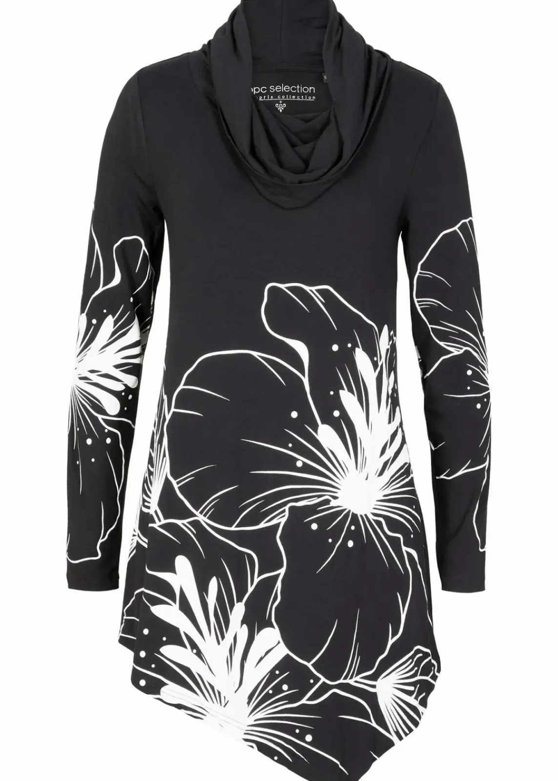 bonprix Shirts & Tops^Longshirt mit Rollkragen schwarz/weiß